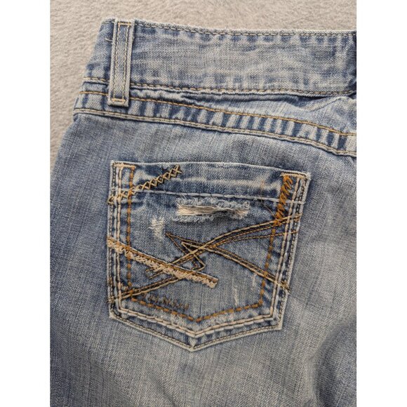 BKE Culture Jeans Womens 30x33.5 Distressed Bootcut Contrast Stitching Pockets - Picture 13 of 16